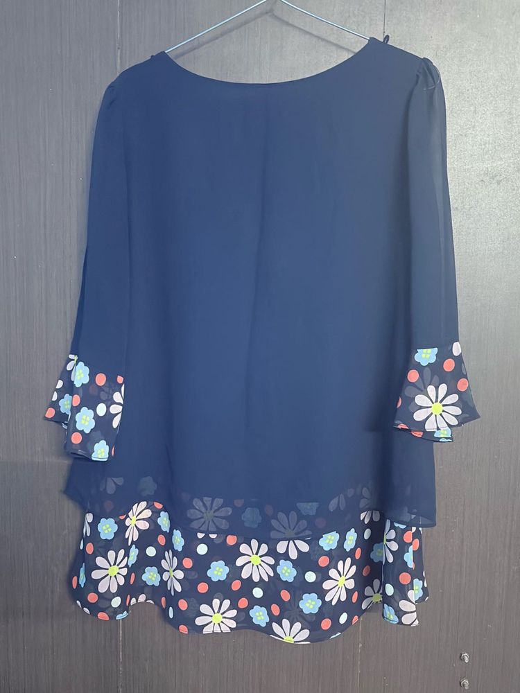 Floral Navy Blue Top