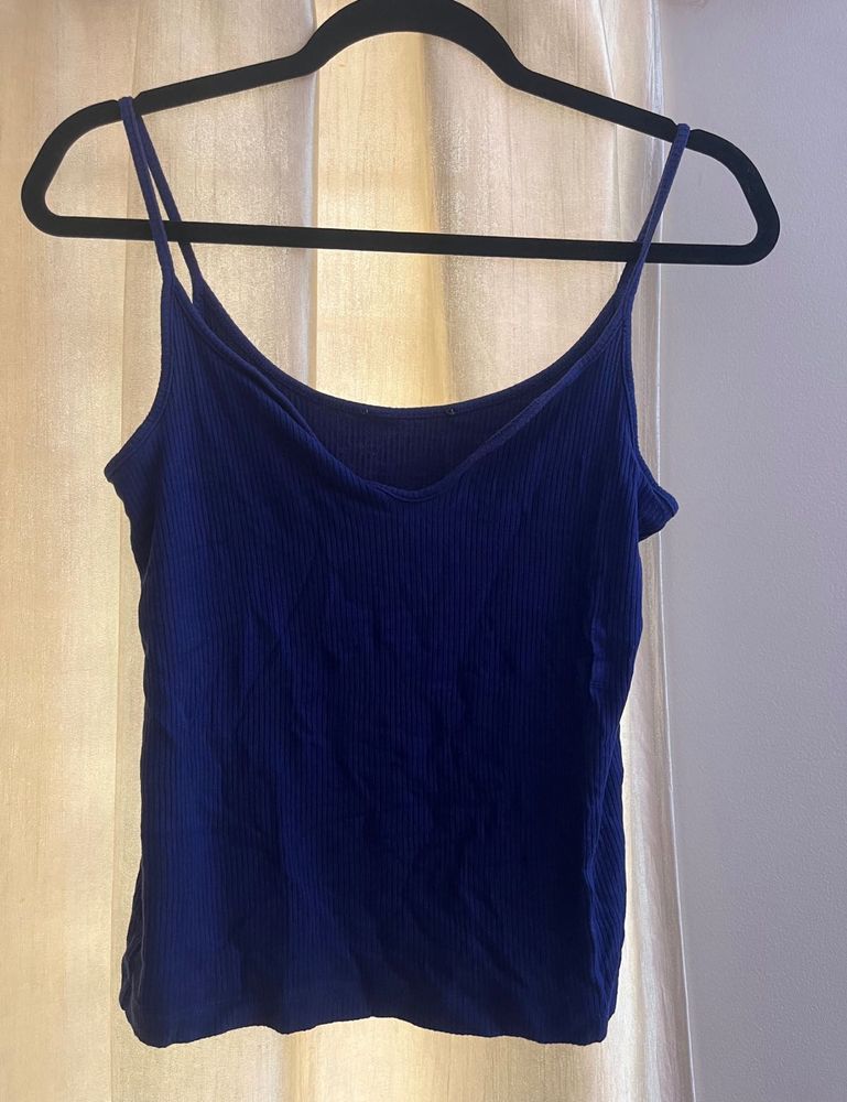 Blue Ribbed Tank Top