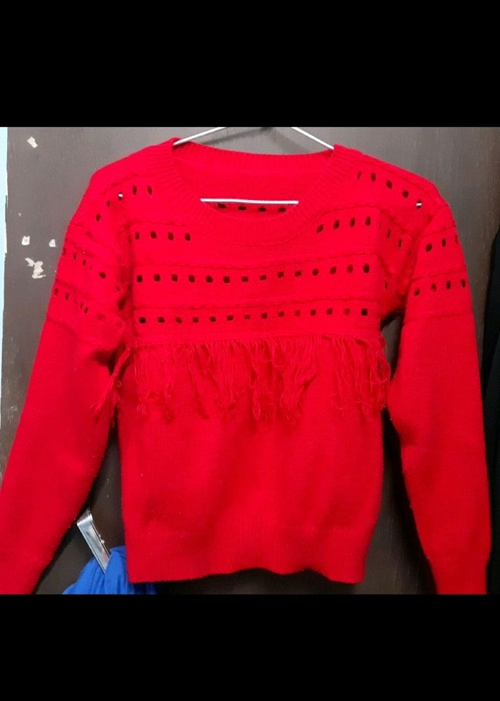 Red Sweater With Tassels
