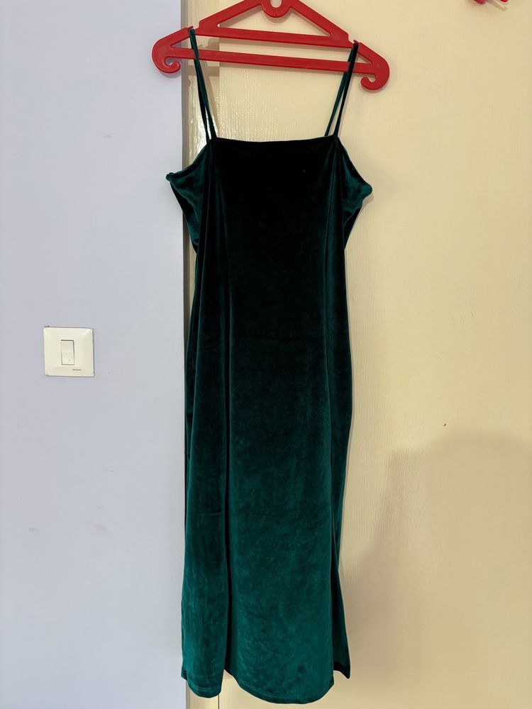 Green Velvet Dress In Size M
