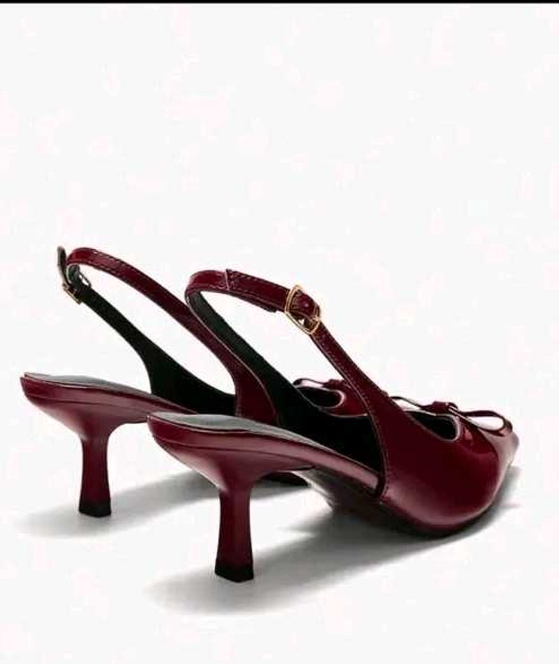 Burgundy Heels with Bow