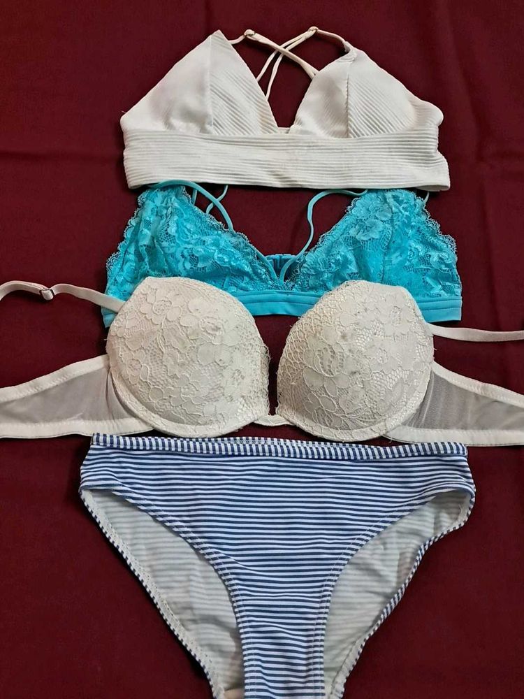 combo  Of Four  Bra  N  Panty  Imported Fabric