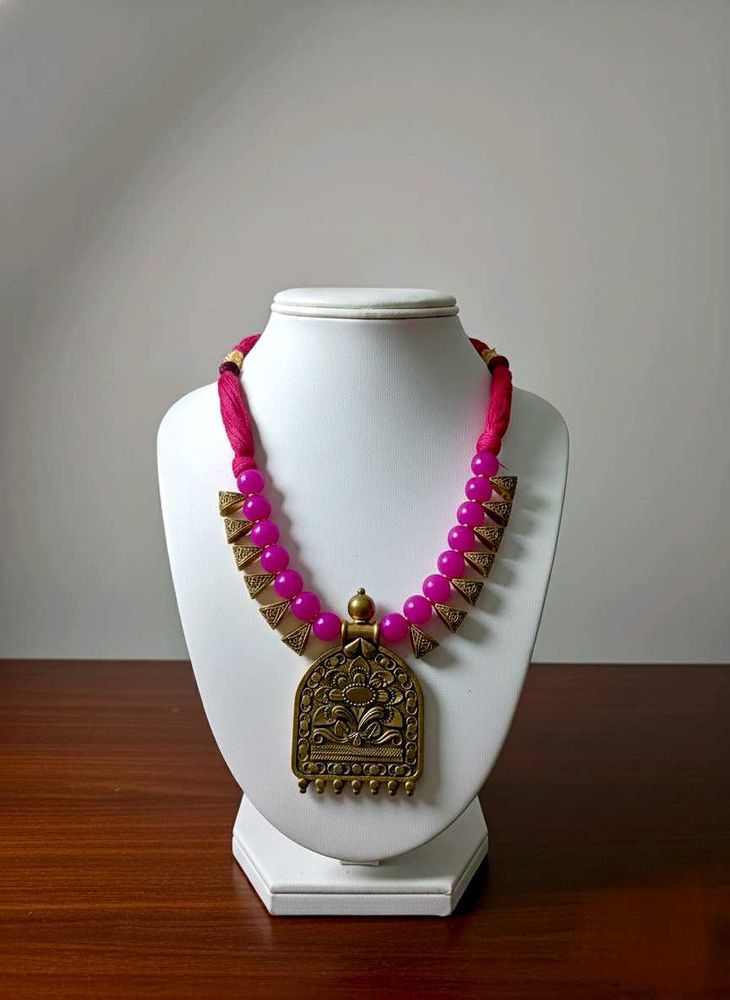 Pink Beaded Ethnic Necklace