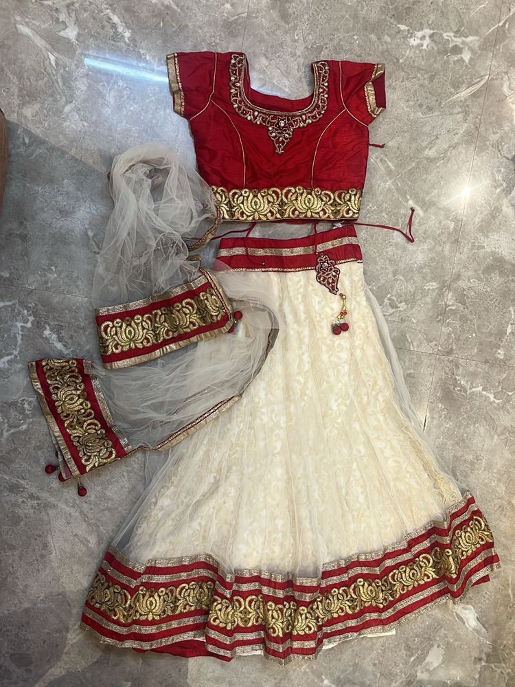 Red &amp; White Lehenga Choli (kids)