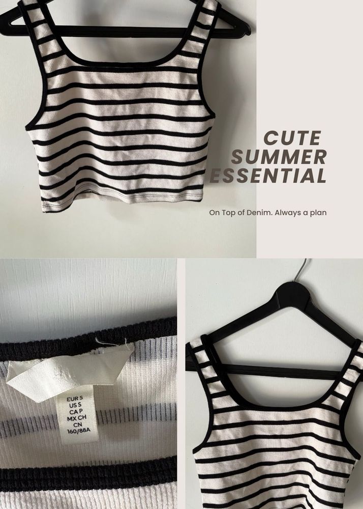 H&amp;M Striped Crop Tank Top