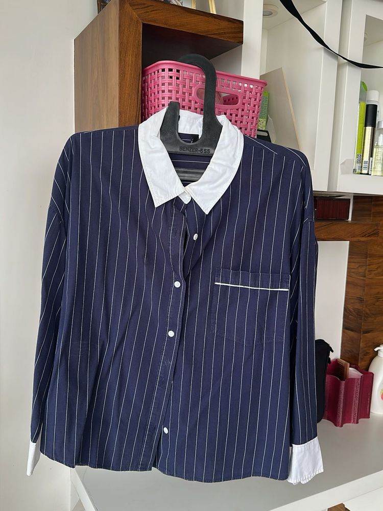 Striped Shirt with White Collar