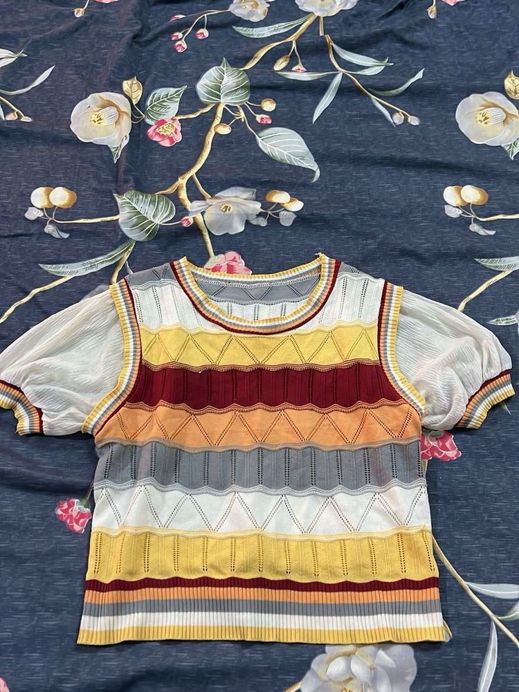 Retro Striped Knit Top