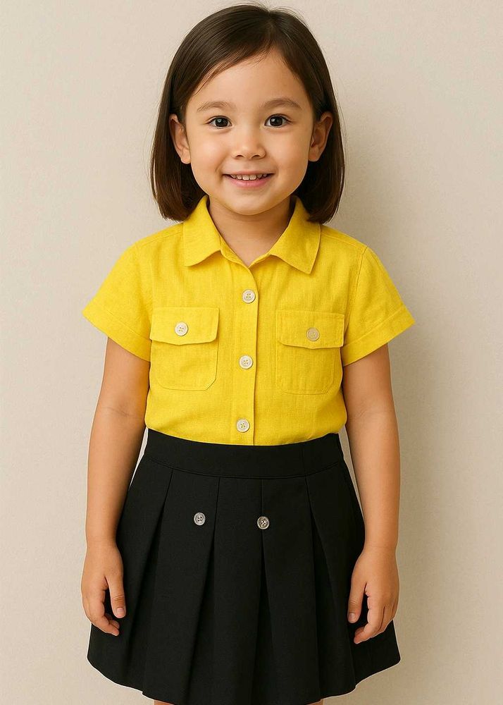 Cute Yellow Shirt &amp; Black Skirt