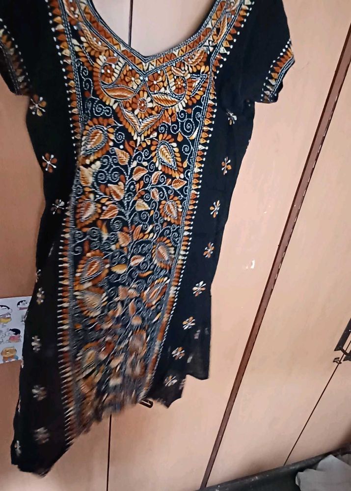 Embroidered Black Kurta