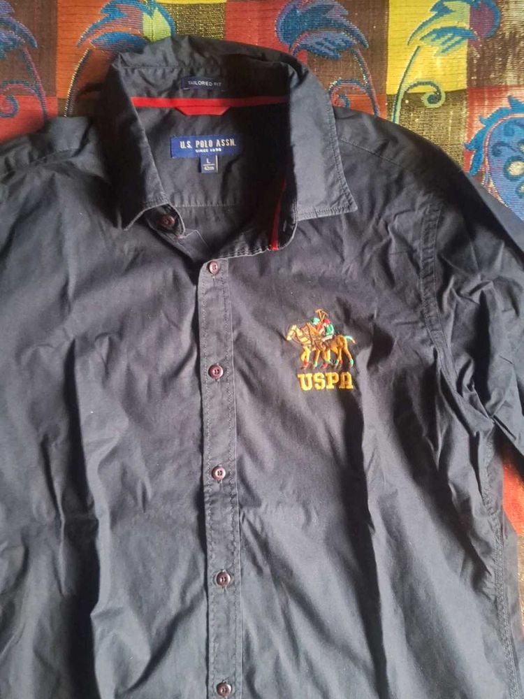 Black Full Shirt L Size 42 To 43 New..used 2 Times