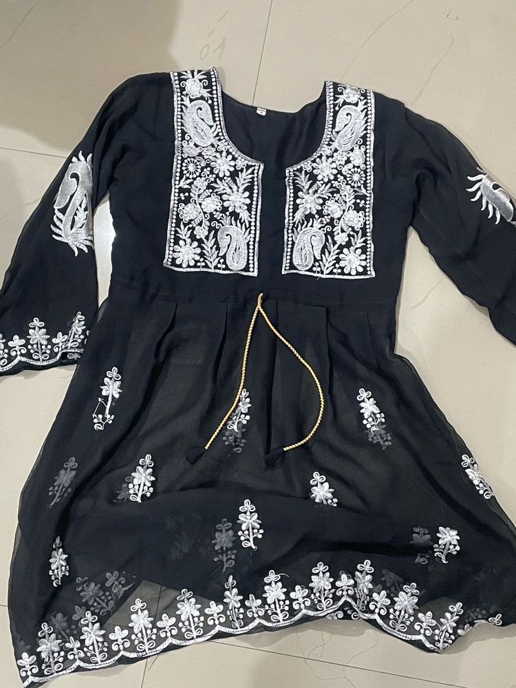 Black Lakhnavi Kurta