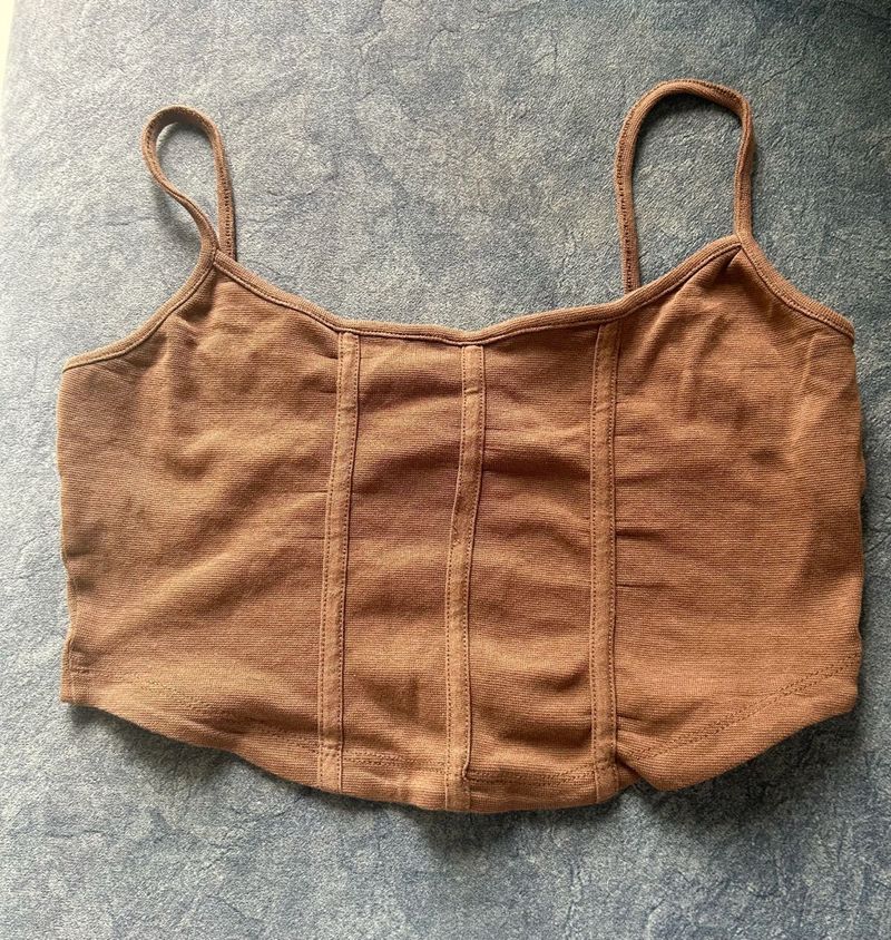Brown Corset Style Tank Top