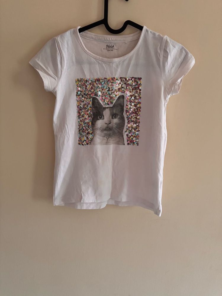 Cat Sequins Tshirt