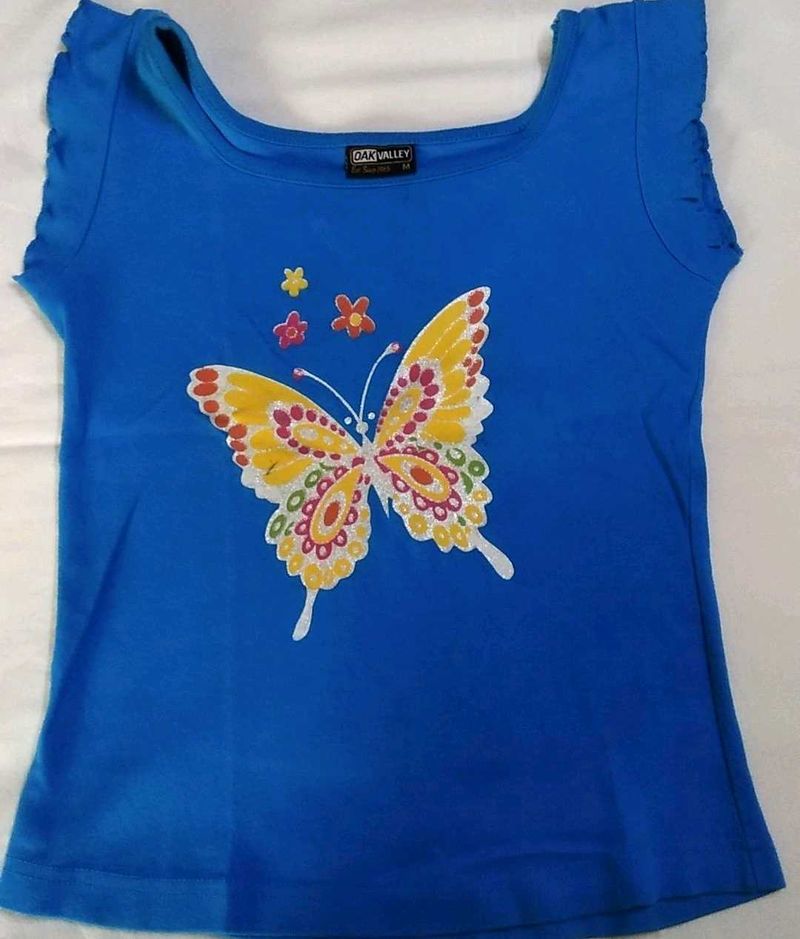 A Blue Cut Sleeves T-shirt