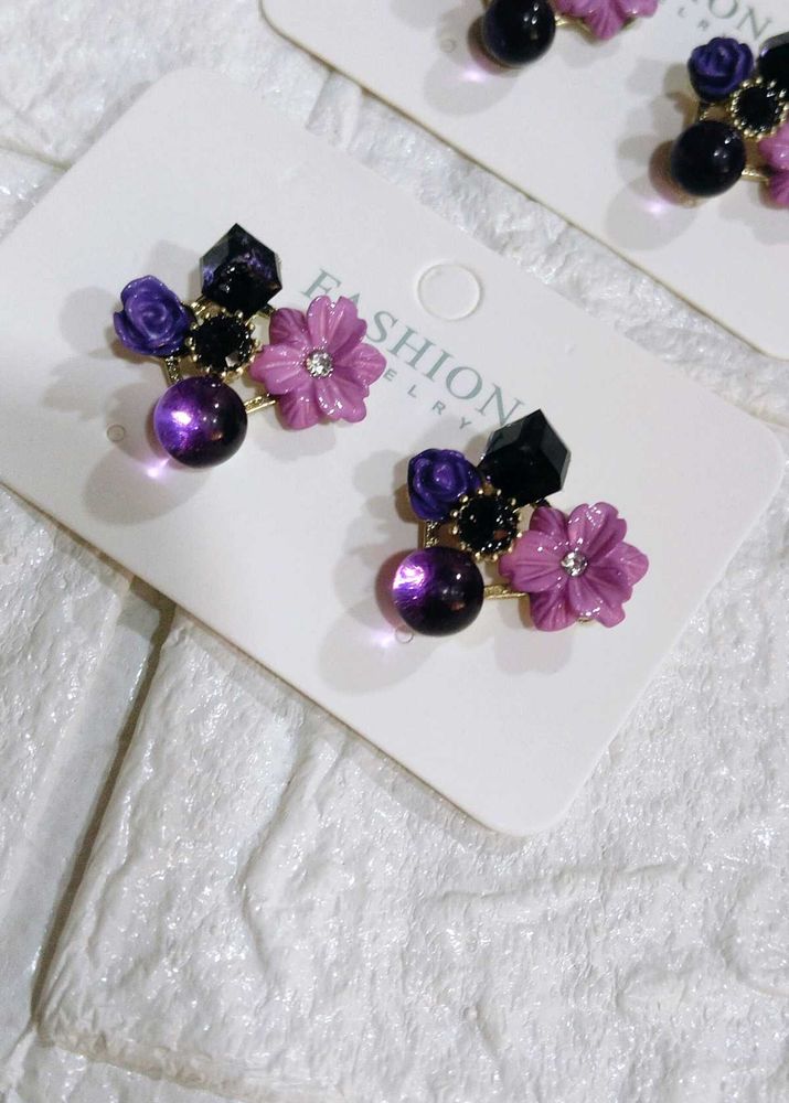 Floral Stone Stud Earrings