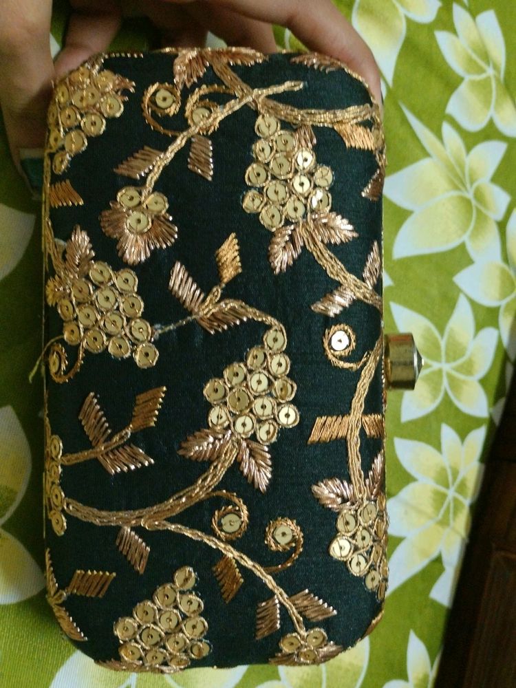 Fancy Black Clutch- Embroidery Work