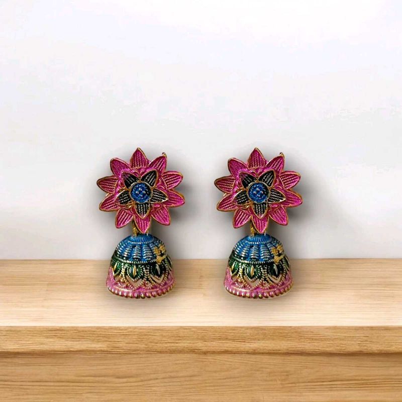Pack Of 3 Floral Jhumka Earrings