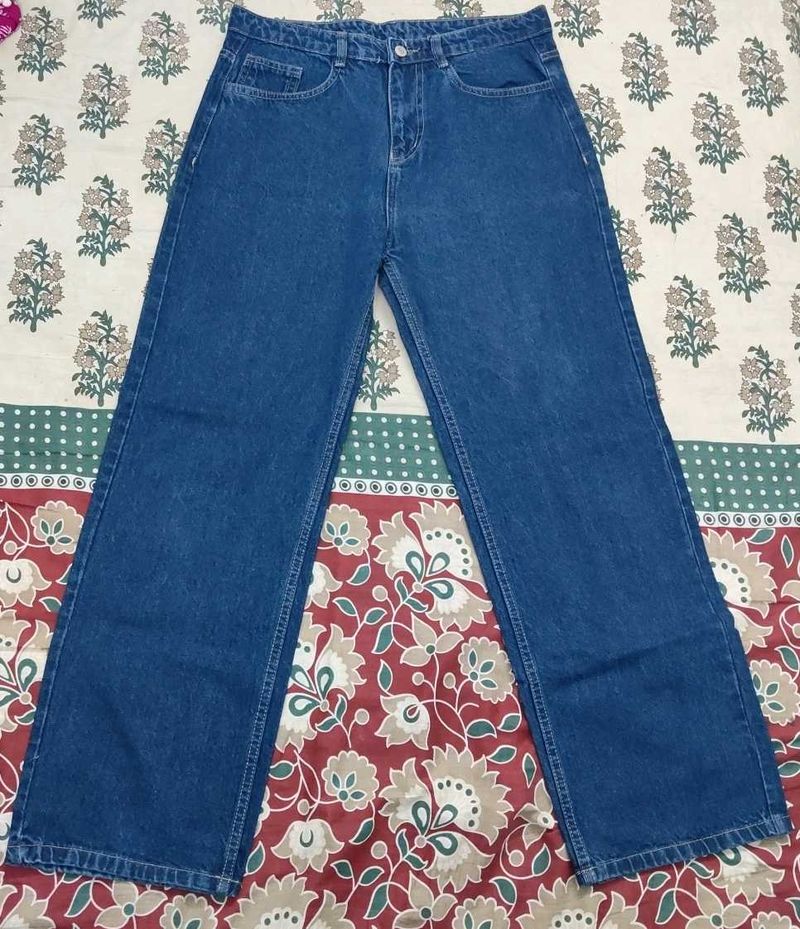 Blue Denim Straight Leg Jeans