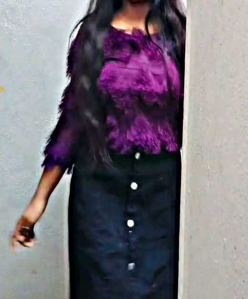 denium skirt with top ✨