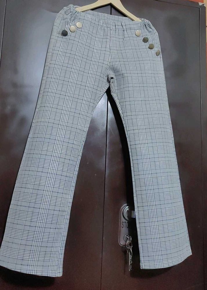 Grey Checked Print Trouser For 30 Waist