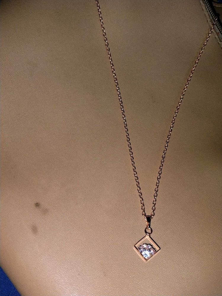 Rose Gold Square Pendant Necklace