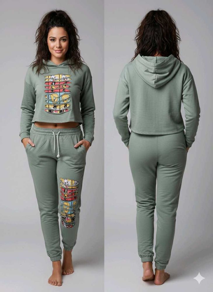 Cartoon Print Hoodie &amp; Pants Set