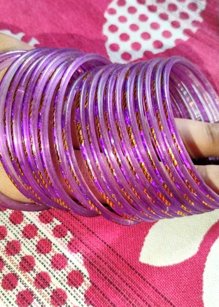 Combo Of pearl Earrings+ Purple Embellished Bangle