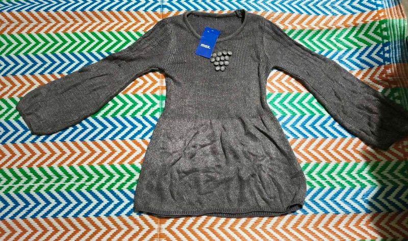 Gray Knit shimmery peplum sweater top