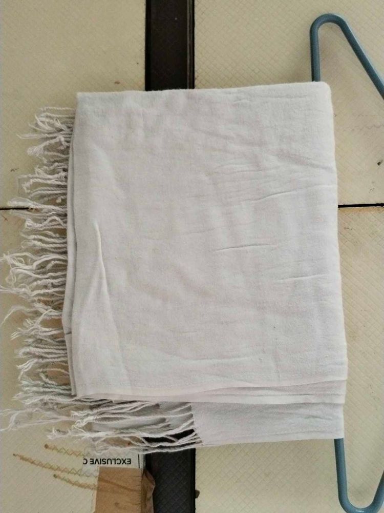 White Throw Blanket with Fringe