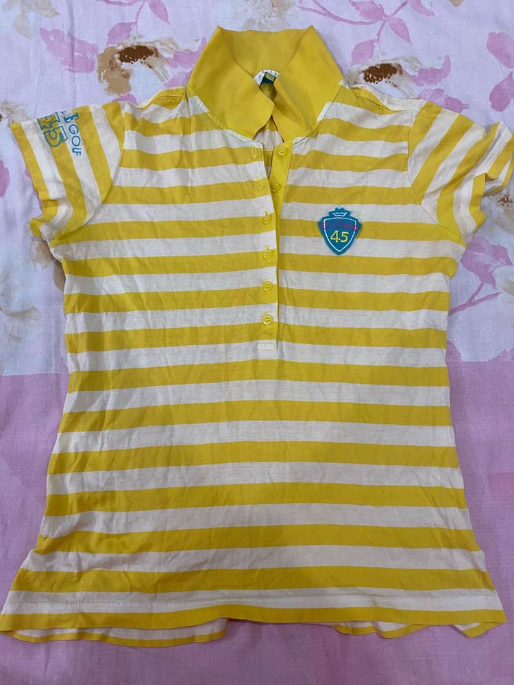 Striped Yellow Polo Top