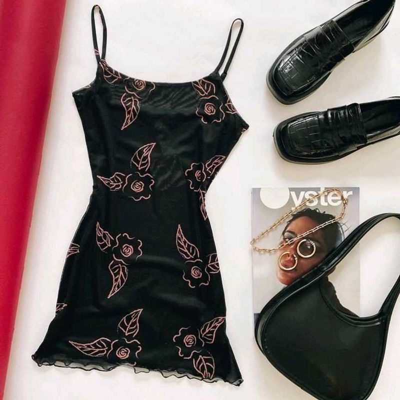 SHEIN Black Floral Bodycon Mini Dress