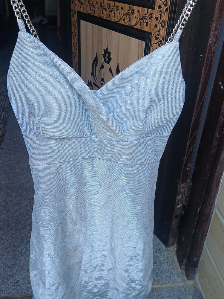 Sparkly Silver Mini Dress