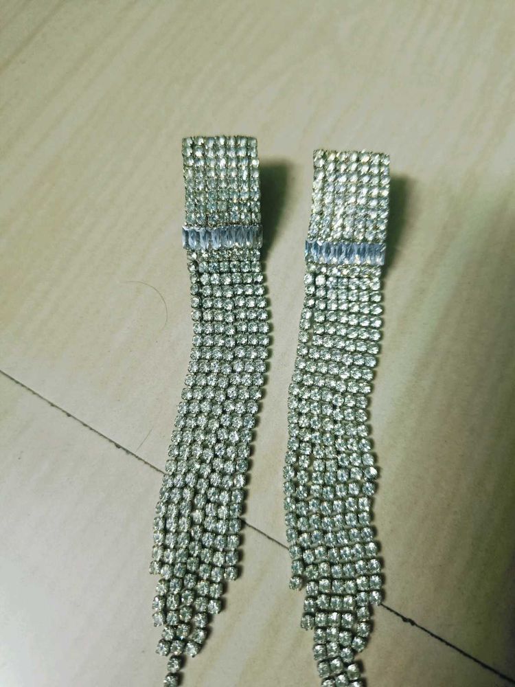 Sparkling Rhinestone Tassel Earrings