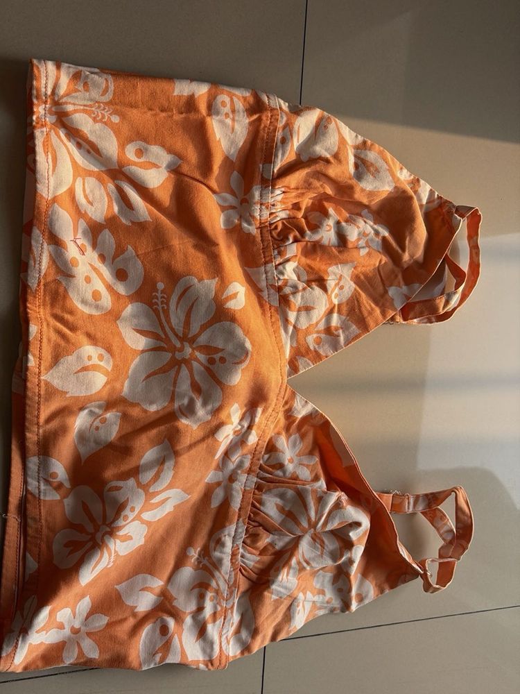 Orange Floral Top