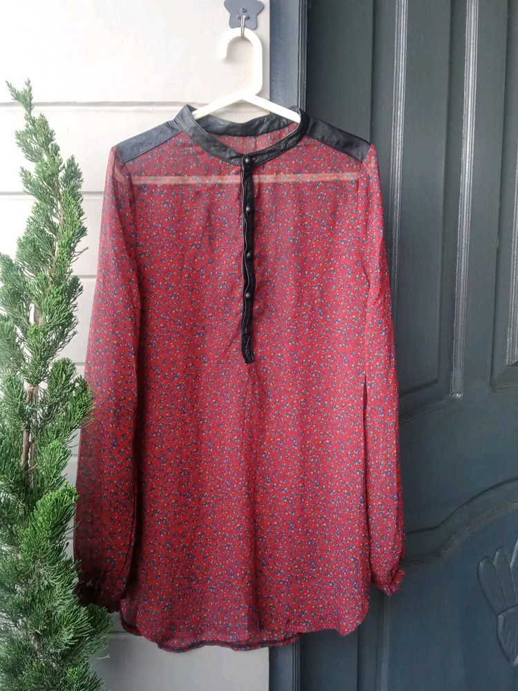 Maroon Chiffon Top