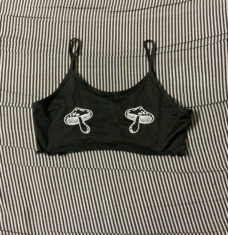 Mushroom Graphic Crop Top
