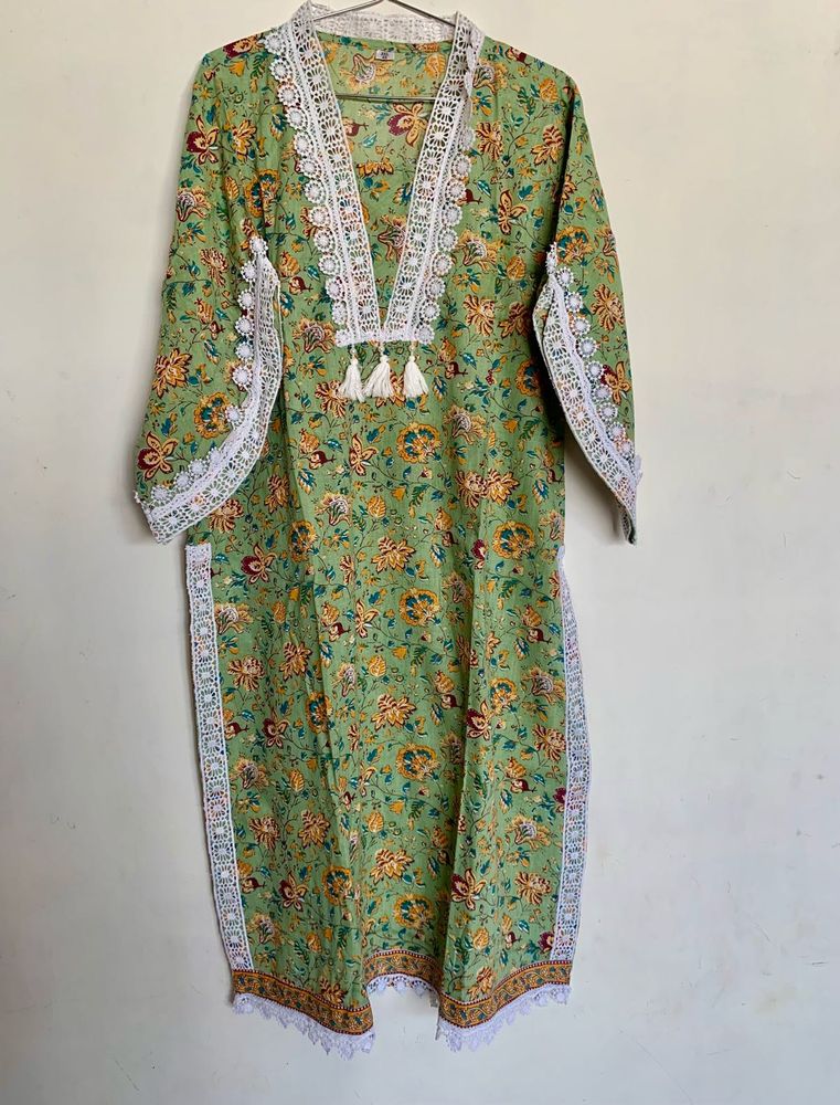 Lace Kurta With Harem Pants And Dupatta