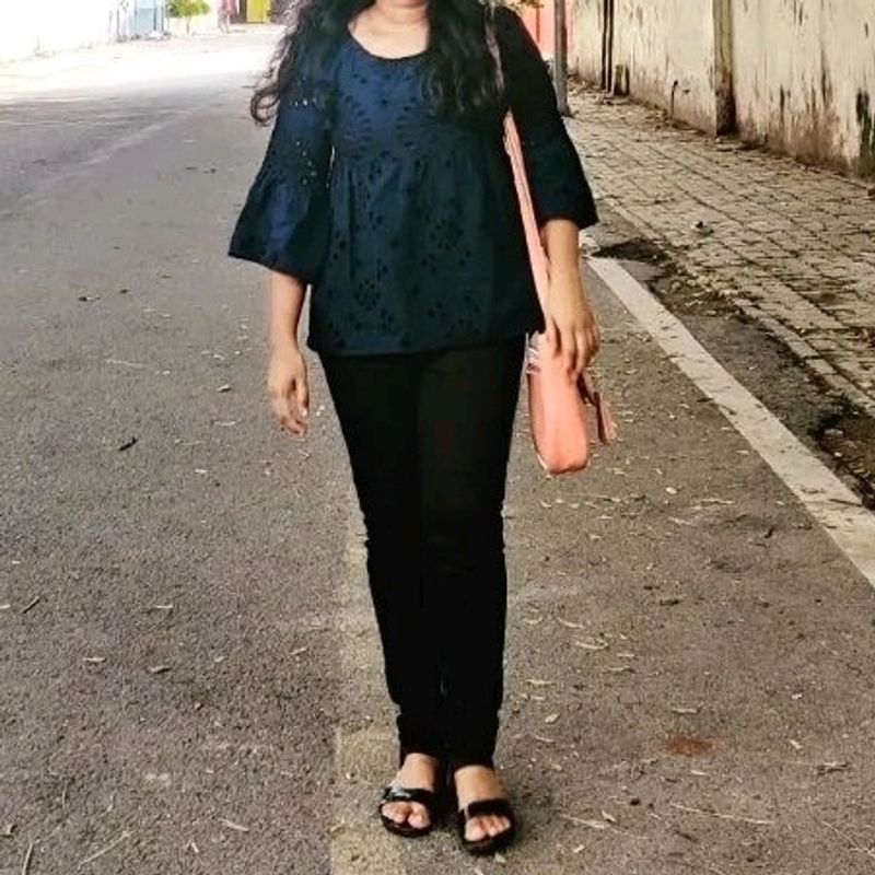 Blue Top With Cut work And Embroidery
