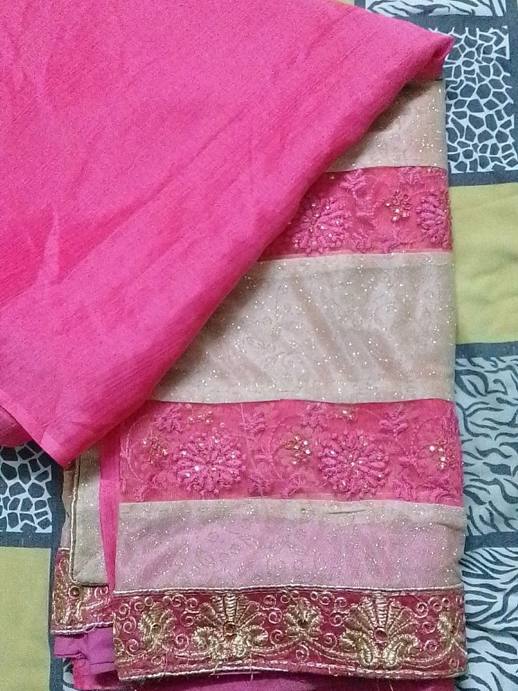 Shimmery Pink Saree
