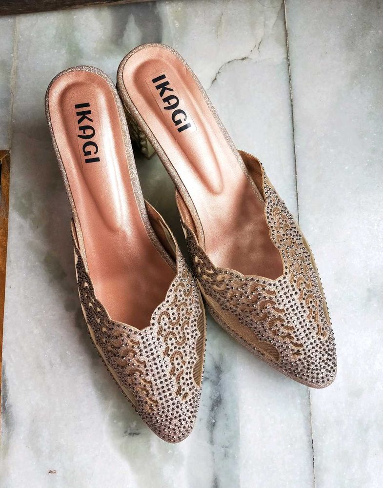 Gold Embellished Mules