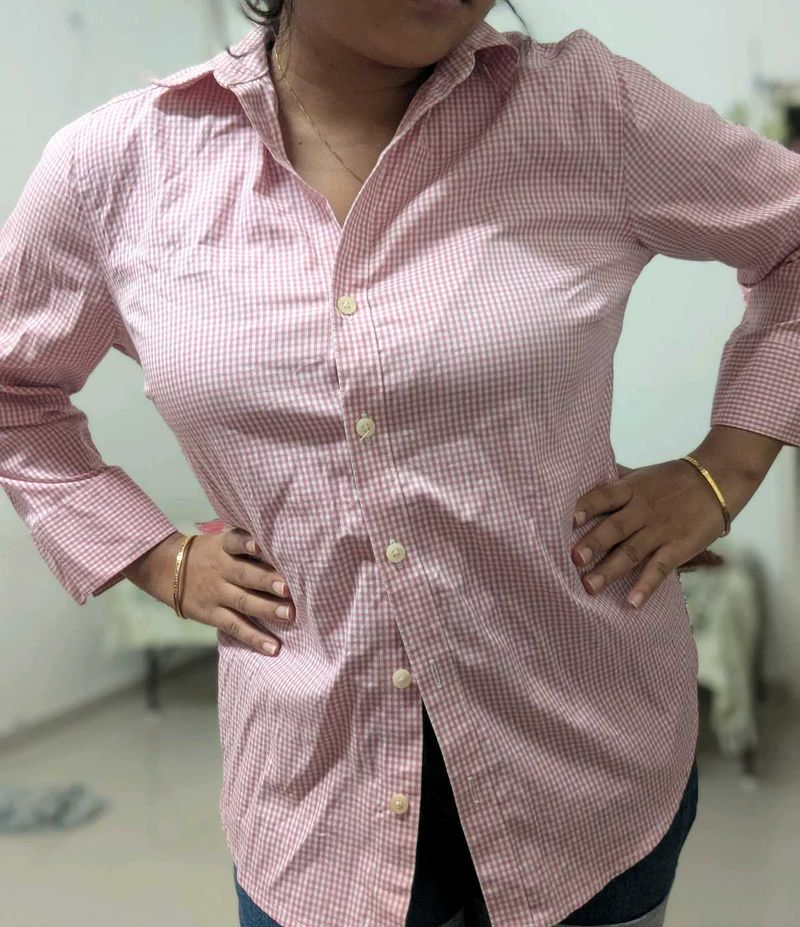 Eddie Bauer Pink Checkered Shirt
