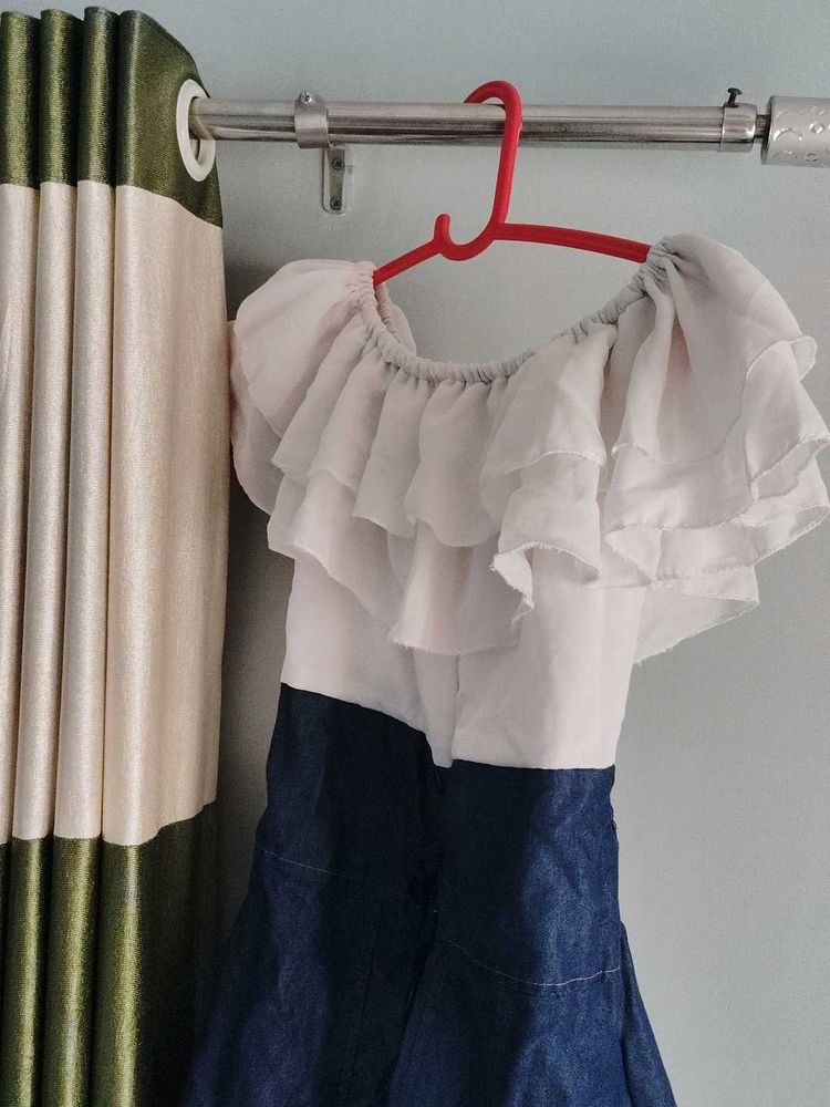 Ruffled Two-Tone Dress