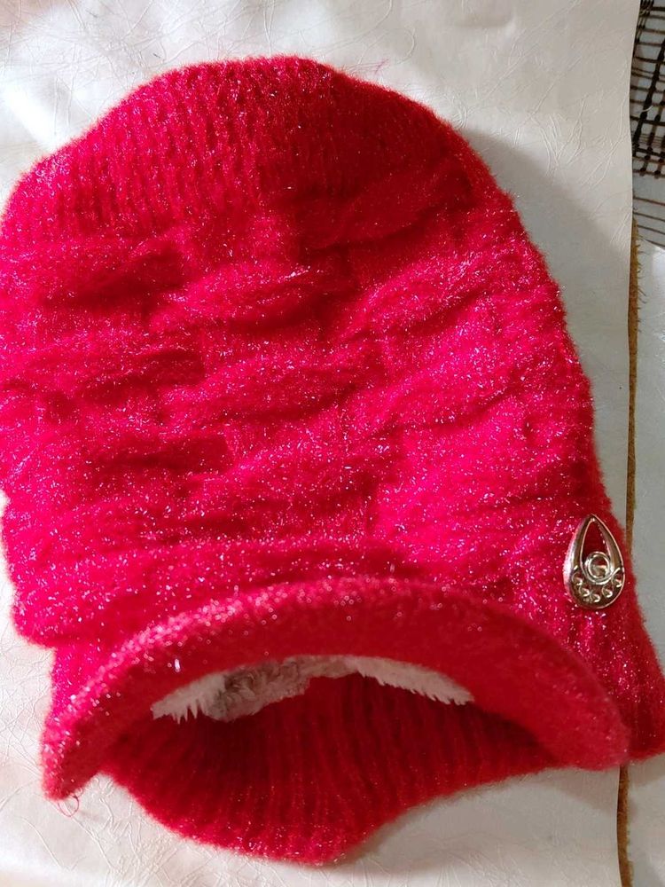 Red Winter cap medium size, Unused