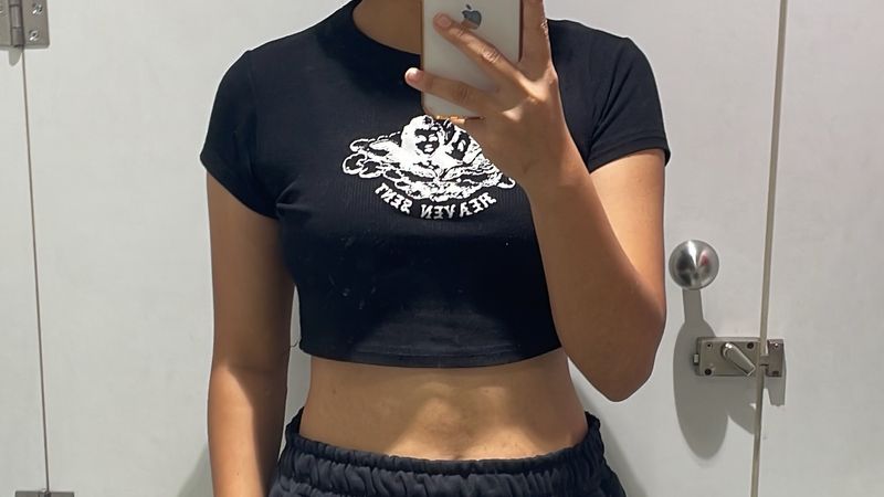 Black Korean Crop Top