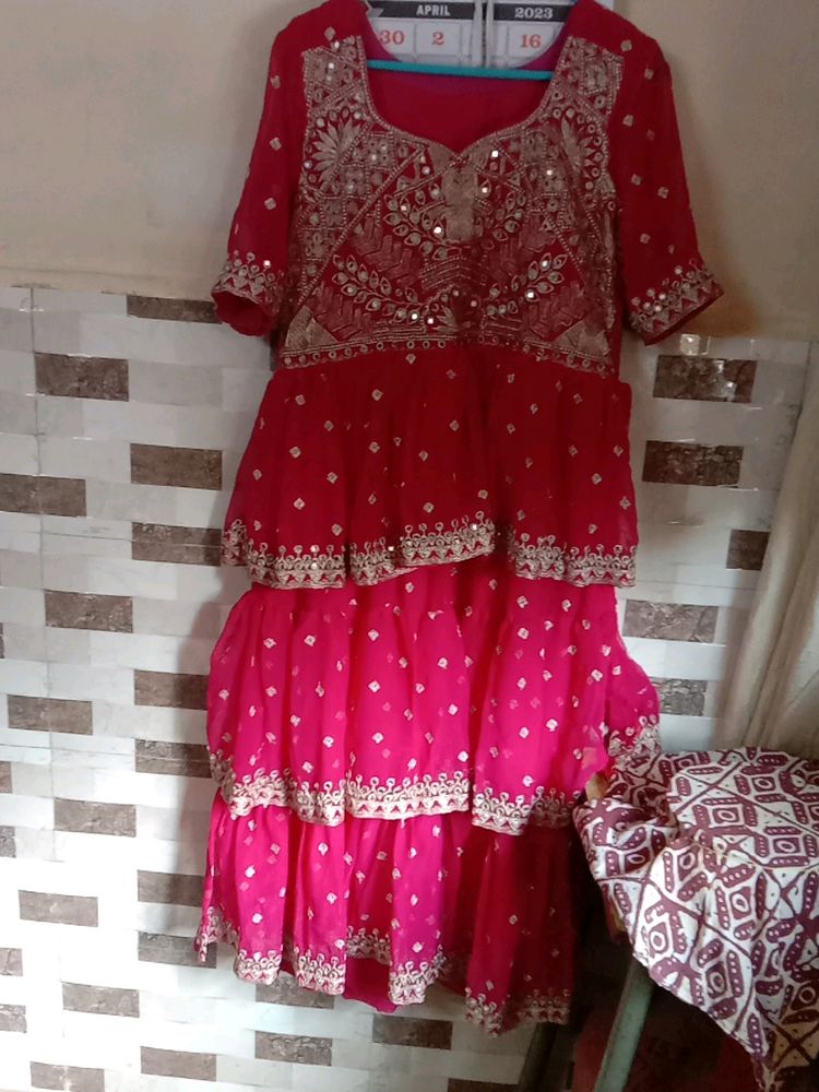 Real Mirror Work Nayra Cut Kurti