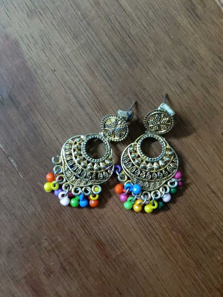 Boho Colorful Jhumka Earrings
