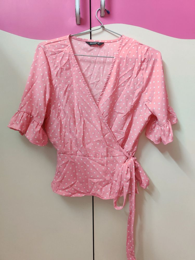 Bell Sleeves Pink Harpa Wrap Top