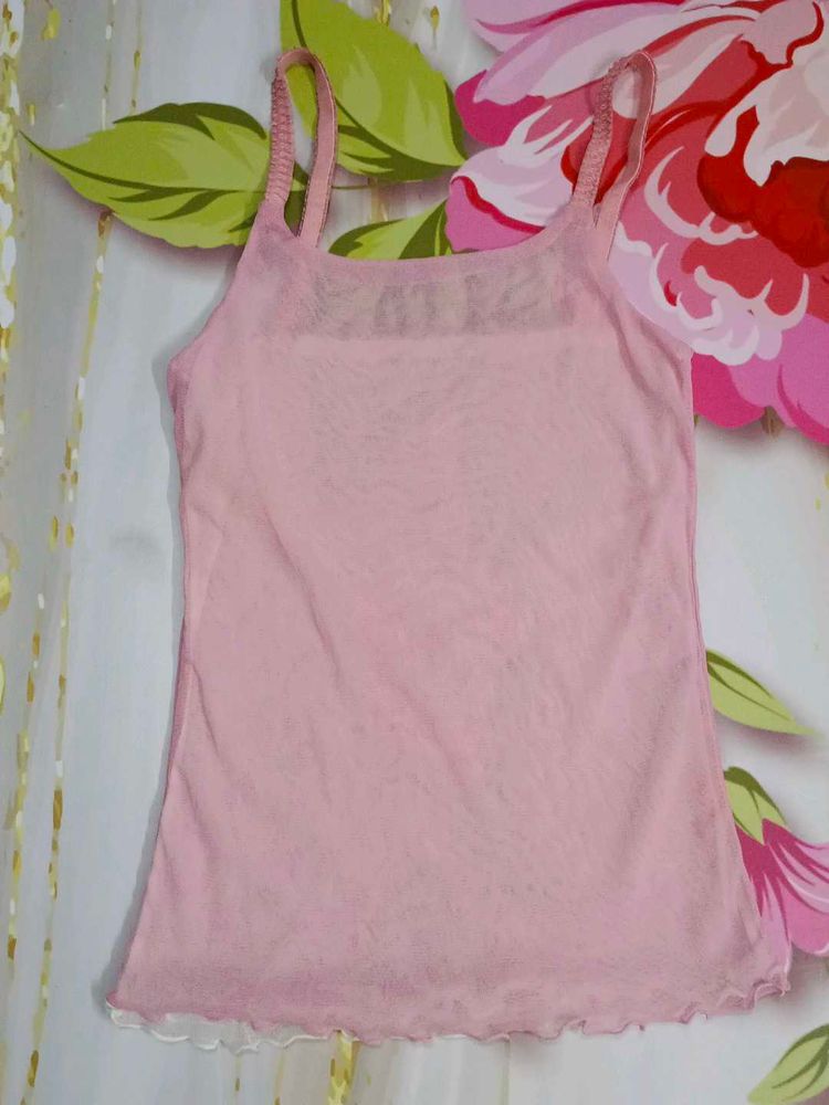 (522)Pink Lettuce Edge Tank Top