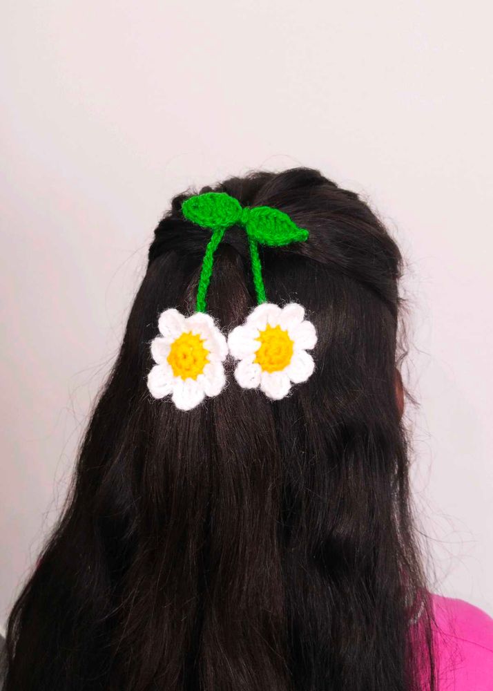 Crochet Daisy Hair Tie 🌼