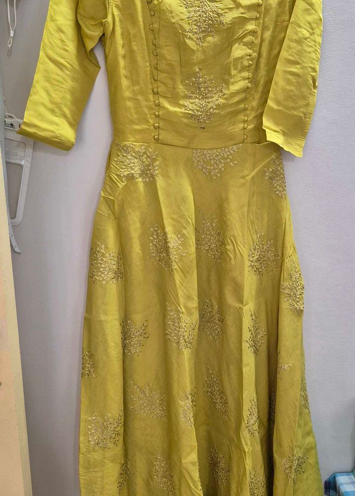Silk Suit Lime Green Color